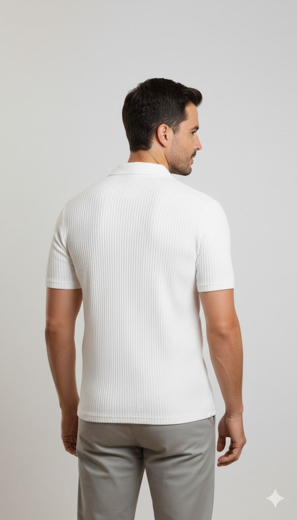 Men's Textured Popcorn Knit Shirt - Classic White