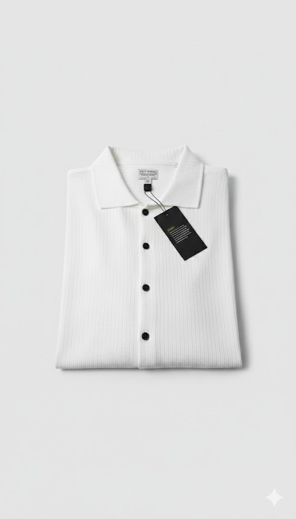 Men's Textured Popcorn Knit Shirt - Classic White
