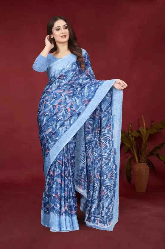 Printed Kanjivaram Chiffon, Silk Blend Saree