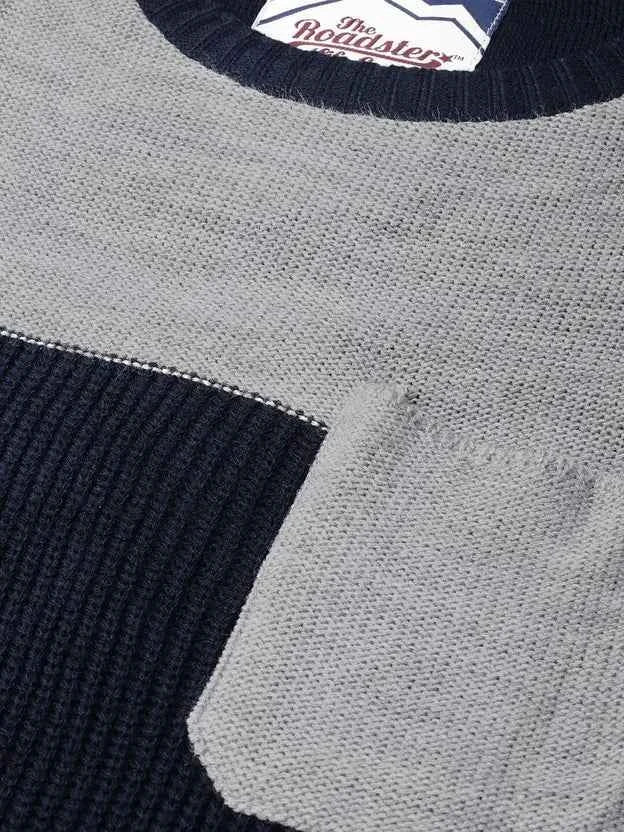 Roadster  Men Self Design Round Neck Blue Sweater