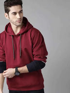 Men Full Sleeve Solid Hooded Sweatshirt
