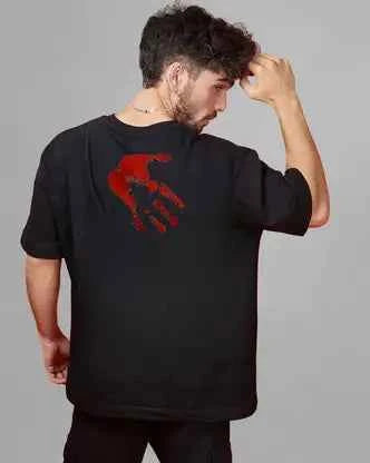 Men Printed Round Neck Black T-Shirt