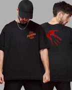 Men Printed Round Neck Black T-Shirt