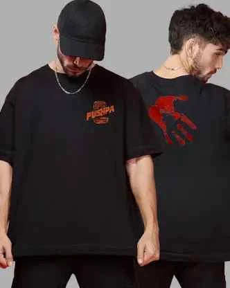 Men Printed Round Neck Black T-Shirt