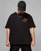 Men Printed Round Neck Black T-Shirt