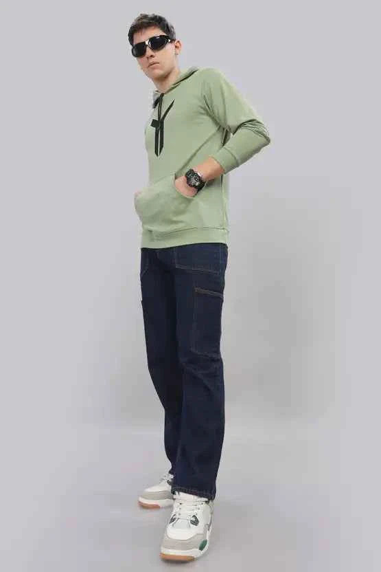 Men Full Sleeve Solid Hooded Sweatshirt