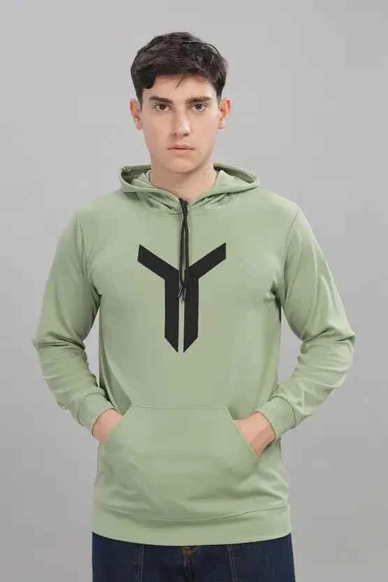 Men Full Sleeve Solid Hooded Sweatshirt