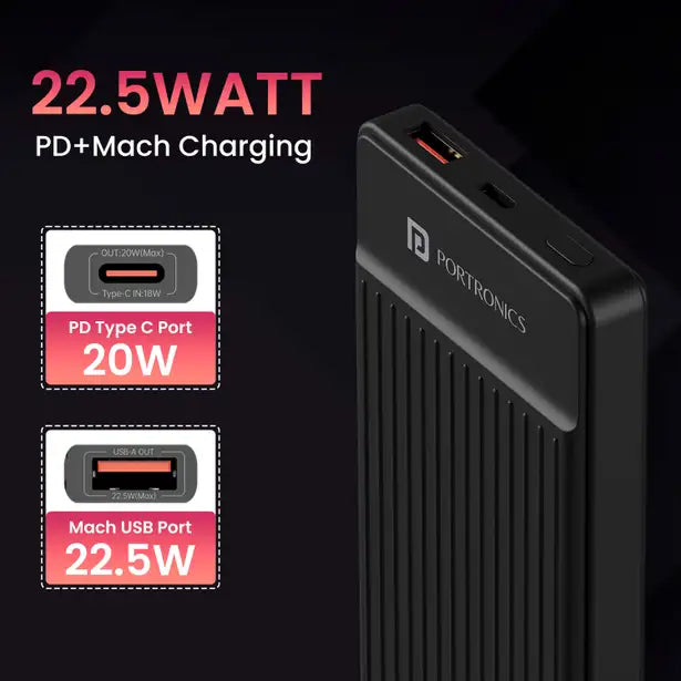 Portronics 10000 mAh 22.5 W Ultra Slim Pocket Size Power Bank