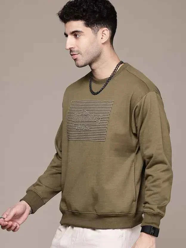 Men Full Sleeve Embroidered Sweatshirt