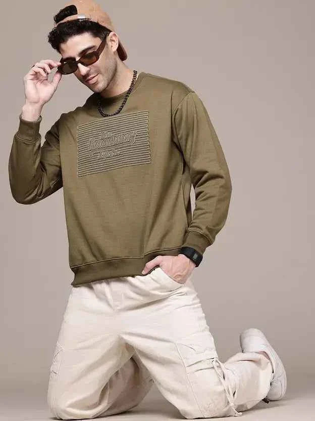 Men Full Sleeve Embroidered Sweatshirt