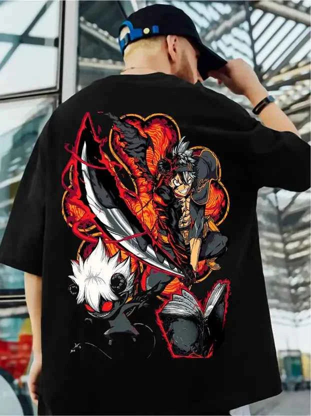 Men Graphic Print Round Neck Pure Cotton Black T-Shirt