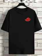 Men Printed Round Neck Pure Cotton Black T-Shirt