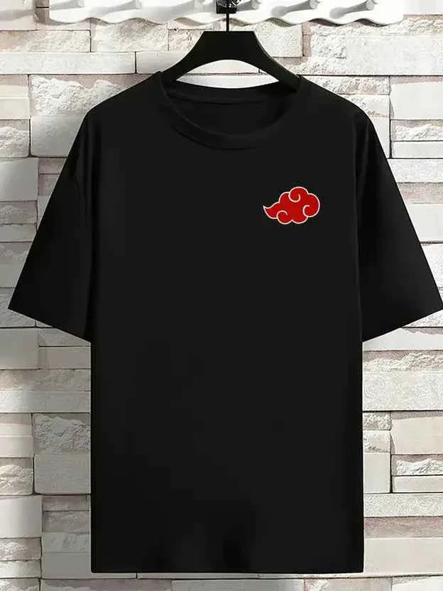 Men Printed Round Neck Pure Cotton Black T-Shirt