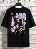 Men Printed Round Neck Pure Cotton Black T-Shirt