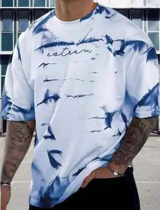 Oversized Men Tie & Dye Blue T-Shirt