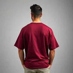 Men Printed Round Neck Maroon T-Shirt