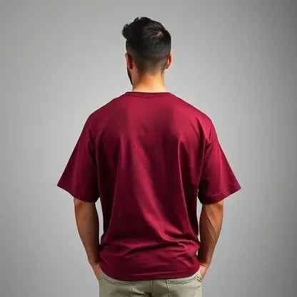Men Printed Round Neck Maroon T-Shirt