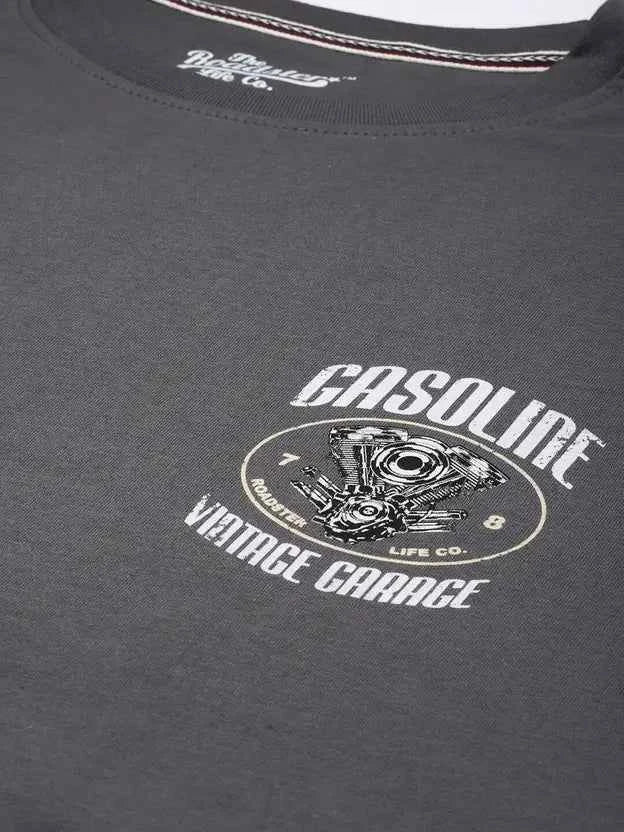 Men Typography Round Neck Grey T-Shirt
