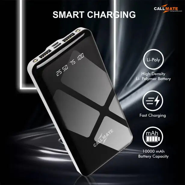 Callmate 10000 mAh 15 W Power Bank (White, Lithium Polymer, Fast Charging for Mobile)