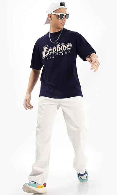 LEOTUDE Men's Cotton Oversized Fit T-Shirt