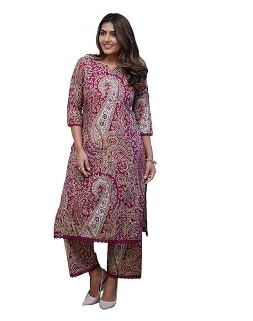 Brand: Nermosa Nermosa Women Viscose Printed Straight Kurta Pant Set