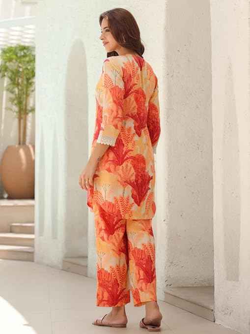 GRECIILOOKS Ethnic Co Ord Set | Casual Wear Pant Top Set | Fancy Co-Ord Set | Full Pair Set | Women Kurta Sets Kurtis | Women Kurta Pant Set | Coord Sets for Women