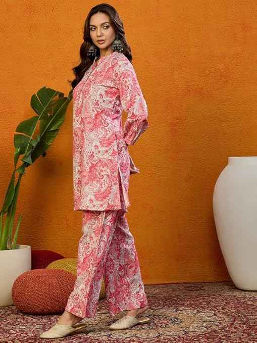 Vaamsi Women's Cotton Blend Floral Printed Straight Co-ord Set
