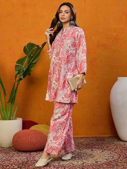 Vaamsi Women's Cotton Blend Floral Printed Straight Co-ord Set