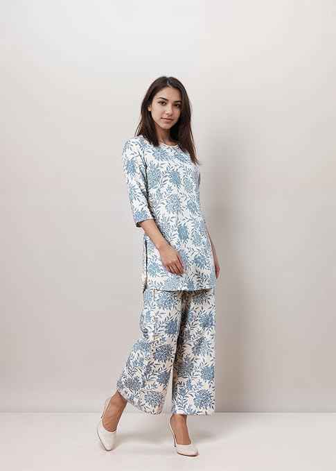 SHIENZY Stylish Printed Cotton Blend Co Ord Set for Women || Casual & Festive Indo-Western Outfit || Kurta Pant Set (1589-1595 Co Ord Set