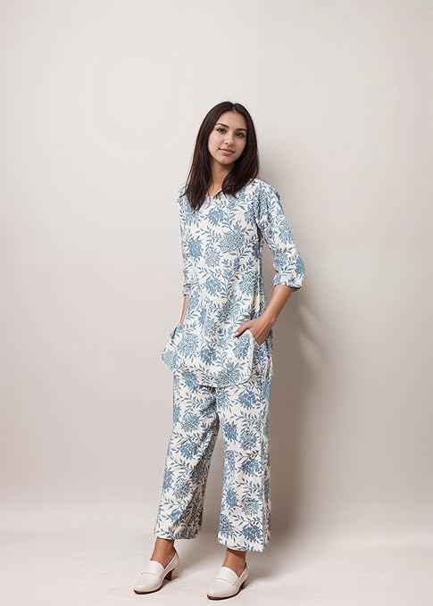SHIENZY Stylish Printed Cotton Blend Co Ord Set for Women || Casual & Festive Indo-Western Outfit || Kurta Pant Set (1589-1595 Co Ord Set