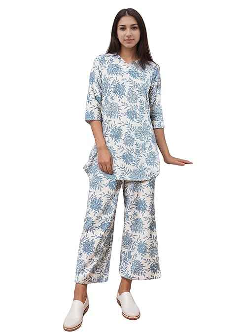 SHIENZY Stylish Printed Cotton Blend Co Ord Set for Women || Casual & Festive Indo-Western Outfit || Kurta Pant Set (1589-1595 Co Ord Set
