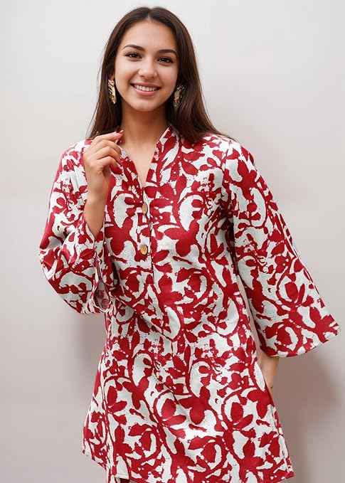 SHIENZY Stylish Printed Cotton Blend Co Ord Set for Women || Casual & Festive Indo-Western Outfit || Kurta Pant Set (1589-1595 Co Ord Set)