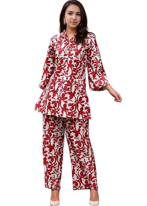 SHIENZY Stylish Printed Cotton Blend Co Ord Set for Women || Casual & Festive Indo-Western Outfit || Kurta Pant Set (1589-1595 Co Ord Set)