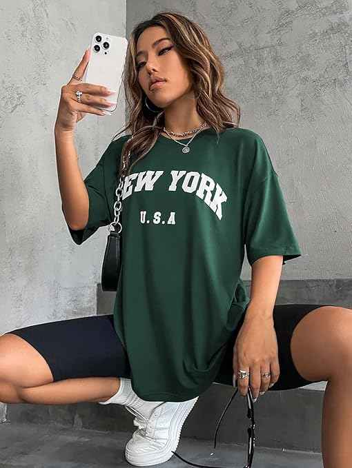 London Hills Women's Cotton Oversized Fit T-Shirt
