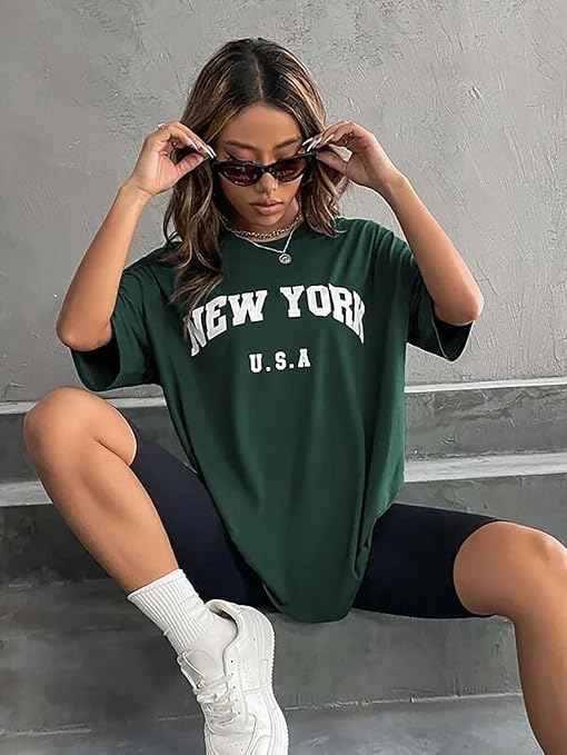 London Hills Women's Cotton Oversized Fit T-Shirt