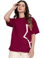 LEOTUDE Women Cottonblend Half Sleeve Oversized Regular Fit T-Shirt