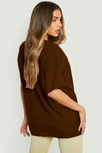 LEOTUDE Women Cottonblend Half Sleeve Oversized Regular Fit T-Shirts