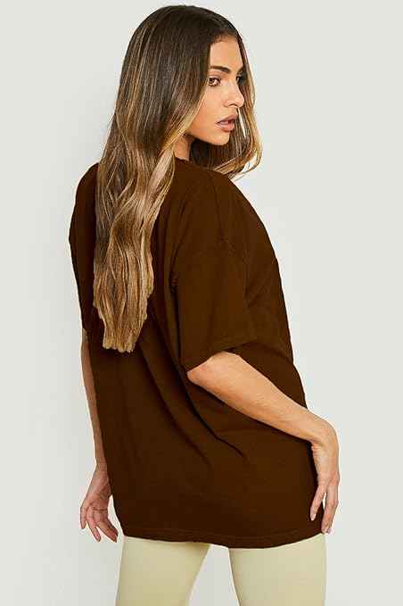 LEOTUDE Women Cottonblend Half Sleeve Oversized Regular Fit T-Shirts
