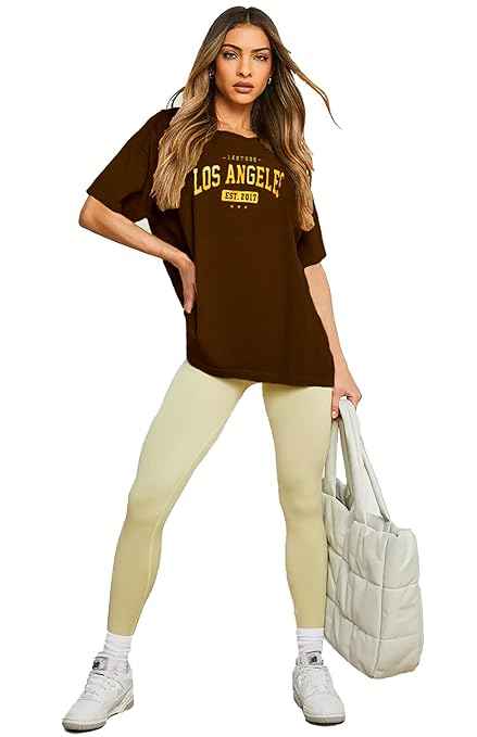 LEOTUDE Women Cottonblend Half Sleeve Oversized Regular Fit T-Shirts