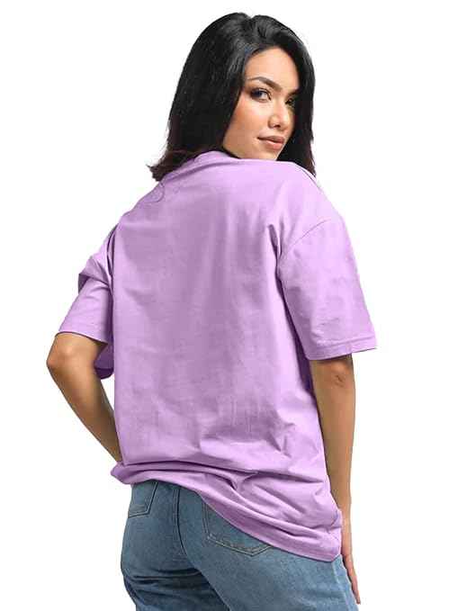 LEOTUDE Women Cottonblend Half Sleeve Oversized Regular Fit T-Shirts