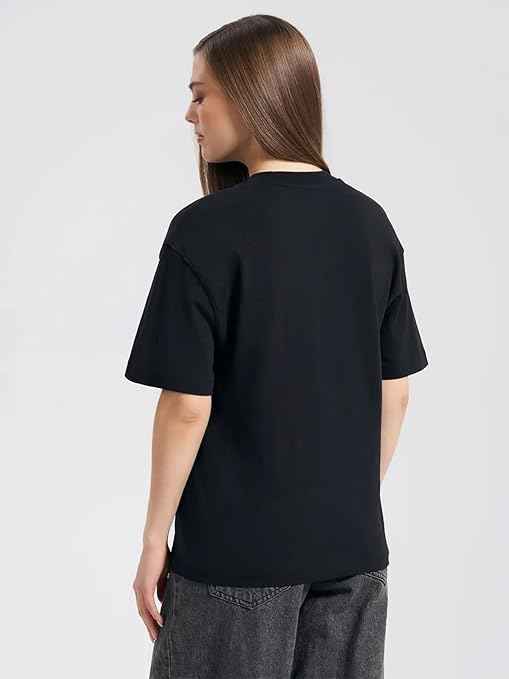 LEOTUDE Women Cottonblend Half Sleeve Oversized Regular Fit T-Shirts