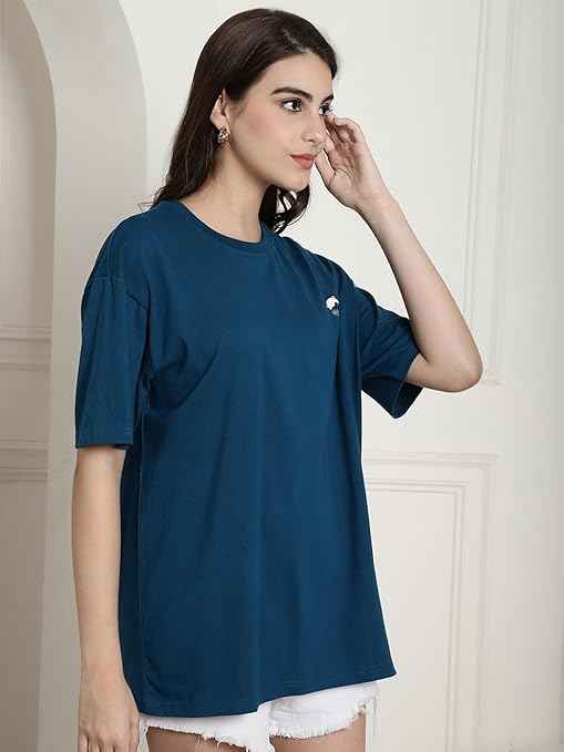 Brand: Fabflee Fabflee Pure Cotton Oversized Baggy Fit Drop Shoulder Latest Aesthetic & Cool Graphic Printed Half Sleeve Tshirt for Women |Trendy Tees |Casual Loose Korean T-Shirt