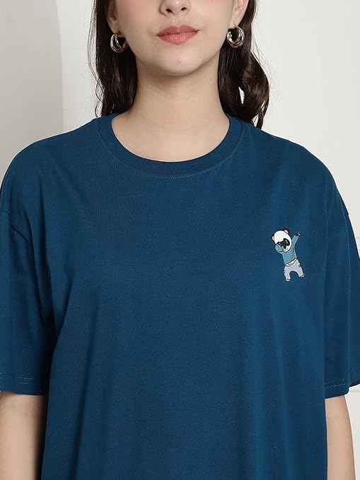 Brand: Fabflee Fabflee Pure Cotton Oversized Baggy Fit Drop Shoulder Latest Aesthetic & Cool Graphic Printed Half Sleeve Tshirt for Women |Trendy Tees |Casual Loose Korean T-Shirt
