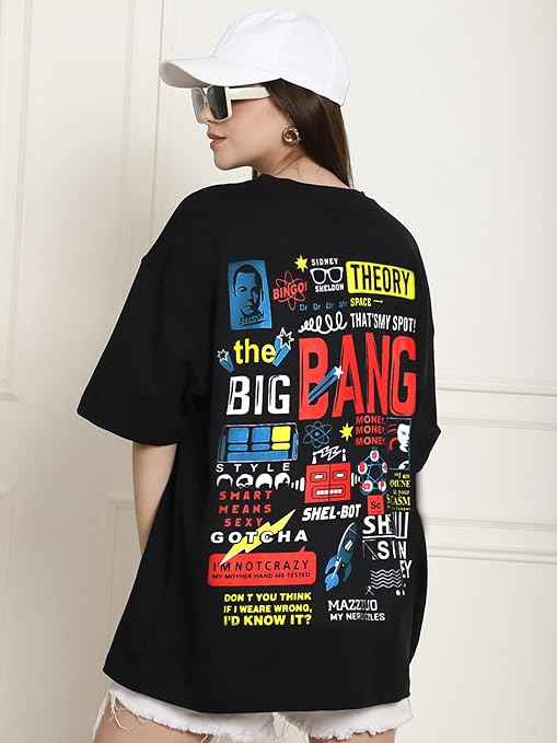 Brand: Fabflee Fabflee Pure Cotton Oversized Baggy Fit Drop Shoulder Latest Aesthetic & Cool Graphic Printed Half Sleeve Tshirt for Women |Trendy Tees |Casual Loose Korean T-Shirt