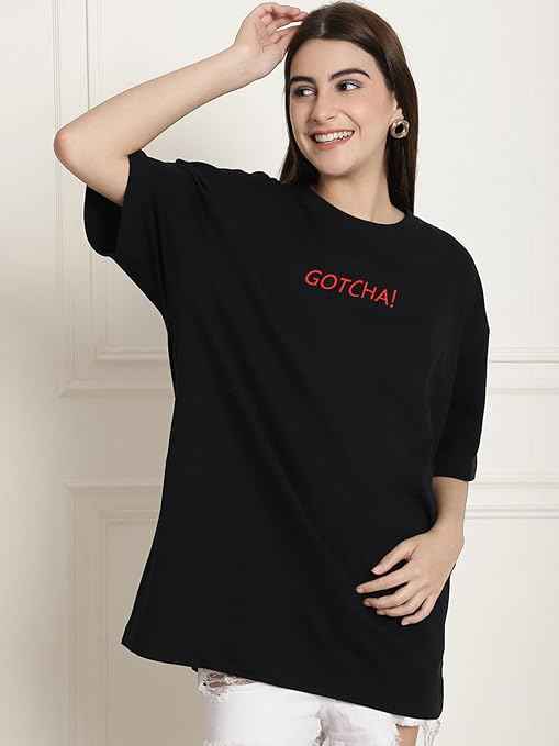 Brand: Fabflee Fabflee Pure Cotton Oversized Baggy Fit Drop Shoulder Latest Aesthetic & Cool Graphic Printed Half Sleeve Tshirt for Women |Trendy Tees |Casual Loose Korean T-Shirt