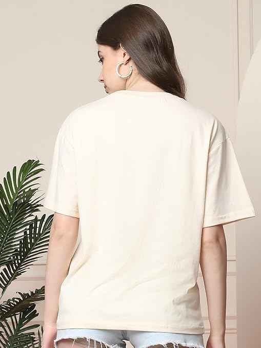 Brand: Fabflee Fabflee Pure Cotton Oversized Baggy Fit Drop Shoulder Latest Aesthetic & Cool Graphic Printed Half Sleeve Tshirt for Women |Trendy Tees |Casual Loose Korean T-Shirt