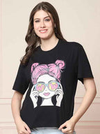 Brand: Fabflee Fabflee Pure Cotton Oversized Baggy Fit Drop Shoulder Latest Aesthetic & Cool Graphic Printed Half Sleeve Tshirt for Women |Trendy Tees |Casual Loose Korean T-Shirt