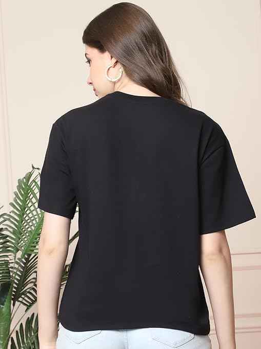 Brand: Fabflee Fabflee Pure Cotton Oversized Baggy Fit Drop Shoulder Latest Aesthetic & Cool Graphic Printed Half Sleeve Tshirt for Women |Trendy Tees |Casual Loose Korean T-Shirt