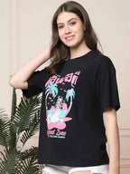 Brand: Fabflee Fabflee Pure Cotton Oversized Baggy Fit Drop Shoulder Latest Aesthetic & Cool Graphic Printed Half Sleeve Tshirt for Women |Trendy Tees |Casual Loose