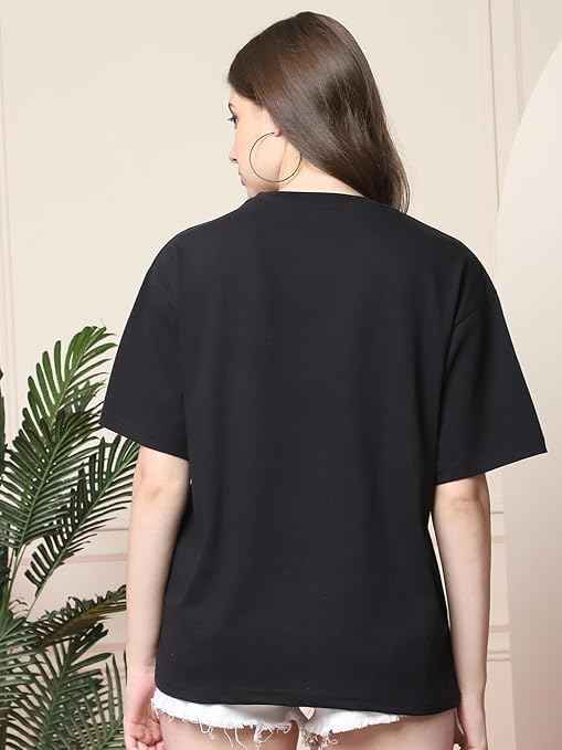 Brand: Fabflee Fabflee Pure Cotton Oversized Baggy Fit Drop Shoulder Latest Aesthetic & Cool Graphic Printed Half Sleeve Tshirt for Women |Trendy Tees |Casual Loose
